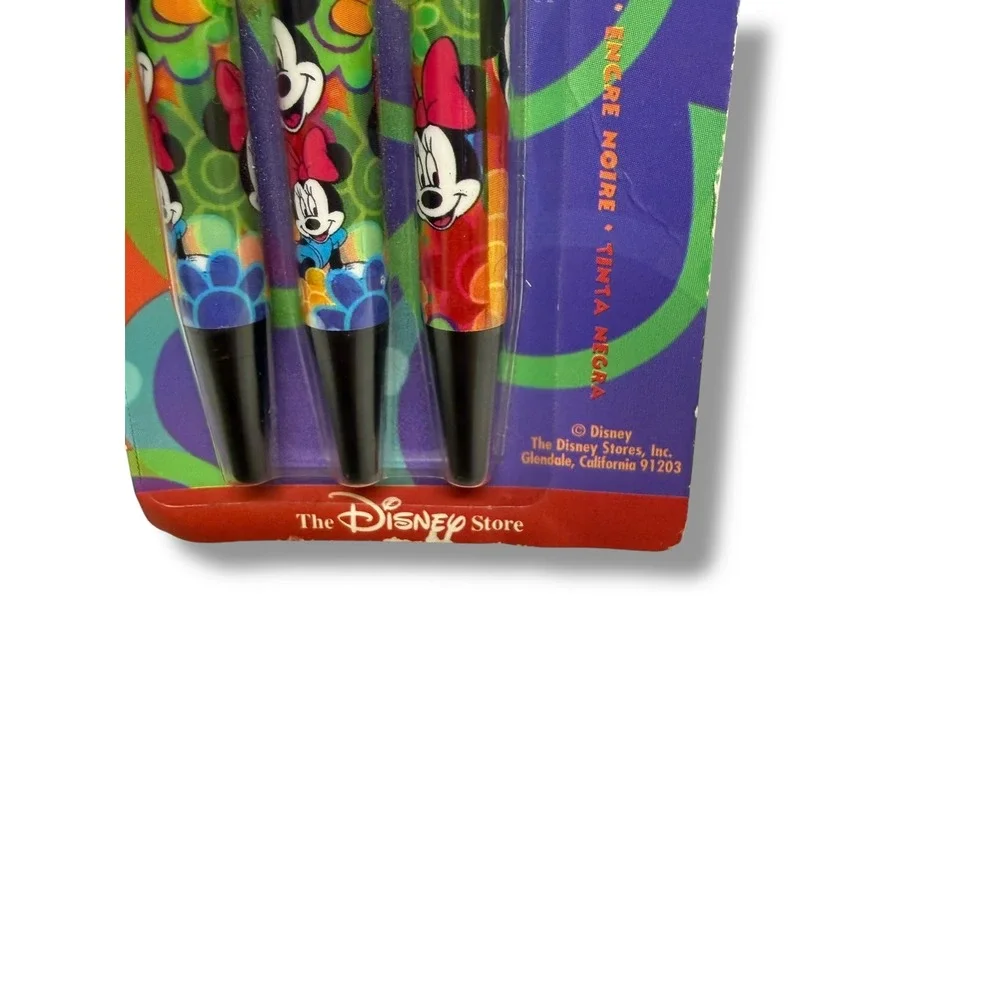 Vintage Disney Store Mickey‎ Minnie Mouse Retractable Pens 3 Pack Black Ink USA
